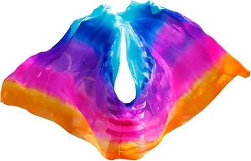 Women's Silk Belly Dance Scarf Real Silk Belly Dance Veil Shawl Women Scarf Costume Accessory Handmade Dyed Pure Silk Veil For performance competitions(Color 22-dz,L- 270X114cm) in Kuwait