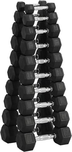 مجموعة دمبل Hulkfit بوزن 60-550 رطل، دمبل سداسية مطلية بالمطاط، مجموعة دمبل أوزان للتدريب المنزلي في صالة الألعاب الرياضية، أوزان يدوية للنساء والرجال in Kuwait