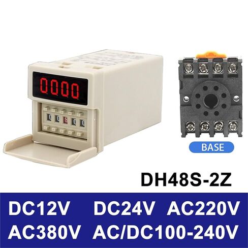 DH48S-2Z الرقمية LED الموقت للبرمجة التتابع التبديل 0.01S-99H99M تأخير مع قاعدة المقبس التيار المتناوب/تيار مستمر 12 فولت 24 فولت 36 فولت 110 فولت 220 فولت 380 فولت (AC220V) in Kuwait