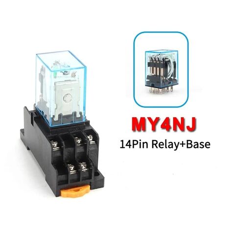 Intermediate Relay HH54P MY4NJ Micro Small Electromagnetic AC/DC 12V 24V AC110V 220V 380V with 14 pins Socket Base PYF14A(AC 110V) in Kuwait