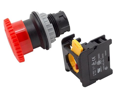 Alpinetech LMB30 Red 30mm 1NC Emergency Stop Push Button Switch Estop EPO Mushroom Switch in Kuwait