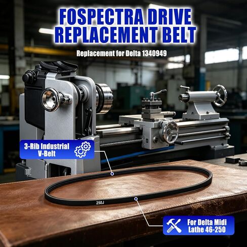 Drive Replacement Belt for Delta Midi Lathe 46-250, 3-Rib Industrial V-Belt,Replacement for Delta 1340949 in Kuwait