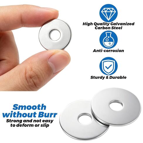 400 PCS 1/4'' x 1'' Fender Washers, Stainless Steel Flat Washers Set, 1.5mm Thick Hardware Washers Zinc, Metal Washer Flat Small Washer for Screws in Kuwait