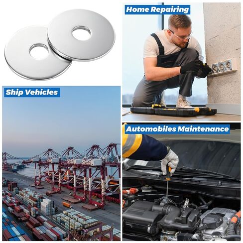 400 PCS 1/4'' x 1'' Fender Washers, Stainless Steel Flat Washers Set, 1.5mm Thick Hardware Washers Zinc, Metal Washer Flat Small Washer for Screws in Kuwait