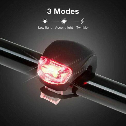 مجموعة مصابيح دراجة من السيليكون مكونة من قطعتين (أمامي أبيض وخلفي أحمر)، مصابيح LED فائقة السطوع للدراجة للركوب الليلي، 3 أوضاع إضاءة، مقاومة للماء سريعة التحرير وأضواء تحذير للسلامة أثناء ركوب الدراجات in Kuwait