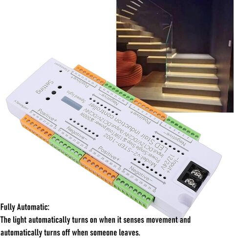 Eujgoov 32 منطقة LED وحدة تحكم في إضاءة الدرج، مستشعر حركة متسلسل، سرعة خافتة مع تصميم ABS مقاوم للهب للإضاءة الداخلية للسلالم المنزلية in Kuwait
