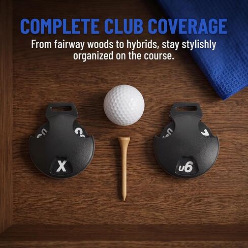 Golf Headcover Number Tags 6-Pack Rotating Label Plastic Black | plastic identifiers for quick selection fairway woods and drivers easy to read rotating numbers, golf bag organization set in Kuwait