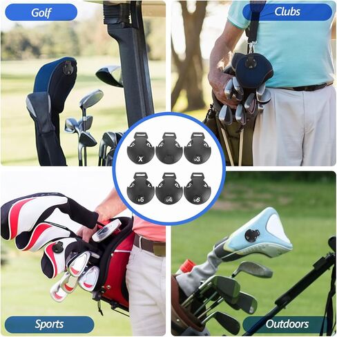 Golf Headcover Number Tags 6-Pack Rotating Label Plastic Black | plastic identifiers for quick selection fairway woods and drivers easy to read rotating numbers, golf bag organization set in Kuwait