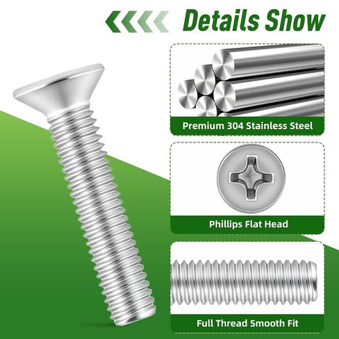 50PCS M4×10mm Machine Screws [Pitch 0.7mm] 304 Stainless Steel 18-8 Full Thread GB819 Phillips Flat Countersunk Head Hardware Fasteners for Electronics Furniture Cabinet DIY Assembly in Kuwait