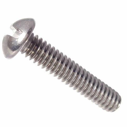 1/4-20 x 1/2" Round Head Machine Screws, Slotted Drive, Stainless Steel 18-8, Full Thread, Bright Finish, Machine Thread, Quantity 50 By Fastenere in Kuwait
