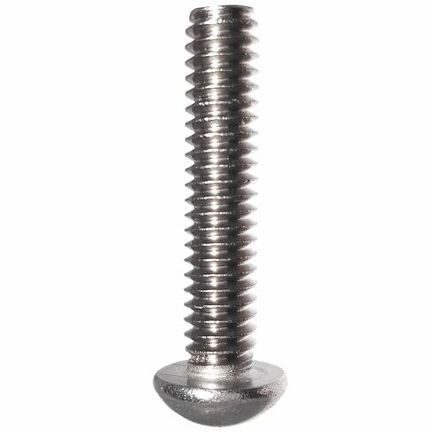1/4-20 x 1/2" Round Head Machine Screws, Slotted Drive, Stainless Steel 18-8, Full Thread, Bright Finish, Machine Thread, Quantity 50 By Fastenere in Kuwait