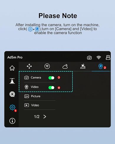 3D Printer Camera Kit Compatible with AD5X Adventurer 5M/5M Pro 3D Printers, Real-Time Remote Monitoring Time-Lapse Recording Compatible with Flash Maker App, 3D Printer Accessory for Adventure 5X in Kuwait
