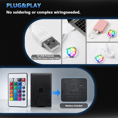 3 Pack RGB LED Lamp Kit for 3D Printed Light Box, Remote & Memory Function, USB 5V, Compatible with Bambu Lab X1/P1/A1 & MakerWorld Models, by CreatryLab in Kuwait