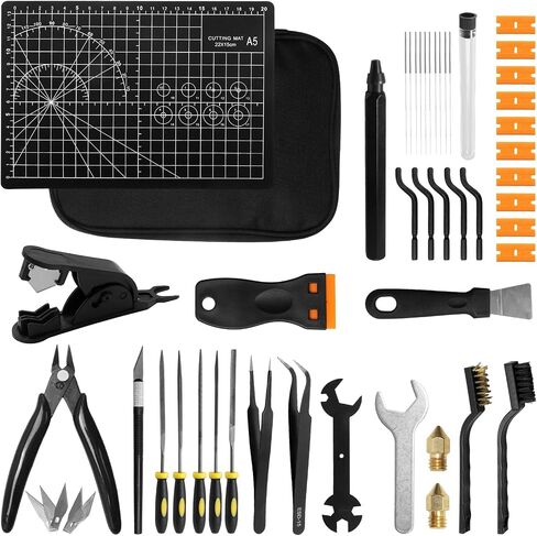 52-in-1 3D Printer Tools Kit, Complete Accessories for FDM/SLA Printers, Includes Nozzle Cleaning Needles, Scrapers, Files, PTFE Tube Cutter, and More in Kuwait
