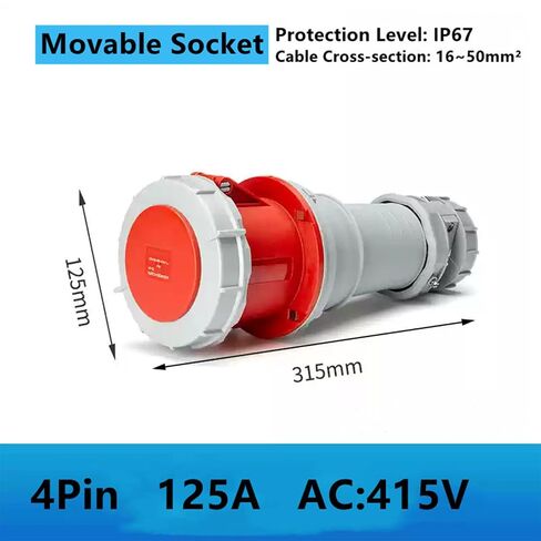 IEC60309 Upgraded Waterproof + PC Shell Material Industrial Surface Mounted Socket 4Pin 125A 380V-415V 3P+E IP67 in Kuwait