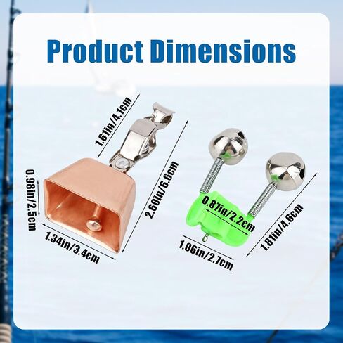 20pcs Fishing Rod Bells, 2 Styles catfishing Extra Loud Alert Fish Pole Alarm Bells with Clips Practical Accessories for Ice/Night/Sea/Lake/River Fishing Gadgets Items in Kuwait