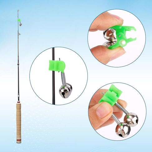 20pcs Fishing Rod Bells, 2 Styles catfishing Extra Loud Alert Fish Pole Alarm Bells with Clips Practical Accessories for Ice/Night/Sea/Lake/River Fishing Gadgets Items in Kuwait
