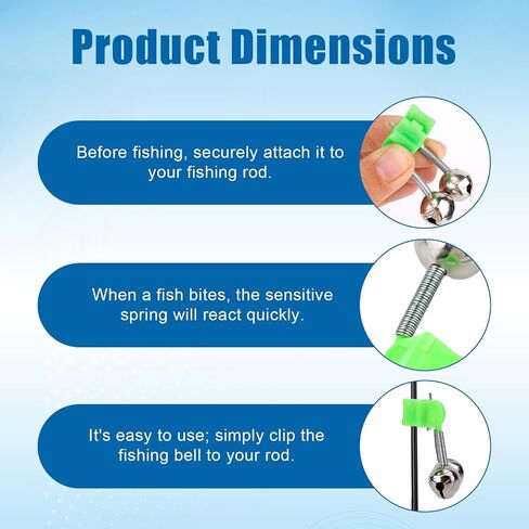 20pcs Fishing Rod Bells, 2 Styles catfishing Extra Loud Alert Fish Pole Alarm Bells with Clips Practical Accessories for Ice/Night/Sea/Lake/River Fishing Gadgets Items in Kuwait