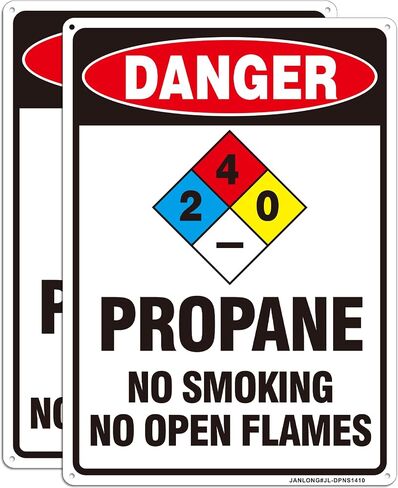 2 Pack "Danger- Propane No Smoking No Open Flames" Signs, Large 14" x 10" Aluminum NFPA Sign, Fade Resistant, Rust Free Weather Resistant, Waterproof, Easy to Mount Indoor or Outdoor in Kuwait