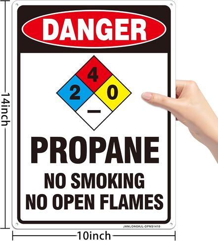 2 Pack "Danger- Propane No Smoking No Open Flames" Signs, Large 14" x 10" Aluminum NFPA Sign, Fade Resistant, Rust Free Weather Resistant, Waterproof, Easy to Mount Indoor or Outdoor in Kuwait