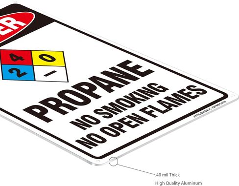 2 Pack "Danger- Propane No Smoking No Open Flames" Signs, Large 14" x 10" Aluminum NFPA Sign, Fade Resistant, Rust Free Weather Resistant, Waterproof, Easy to Mount Indoor or Outdoor in Kuwait