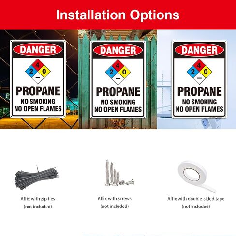 2 Pack "Danger- Propane No Smoking No Open Flames" Signs, Large 14" x 10" Aluminum NFPA Sign, Fade Resistant, Rust Free Weather Resistant, Waterproof, Easy to Mount Indoor or Outdoor in Kuwait