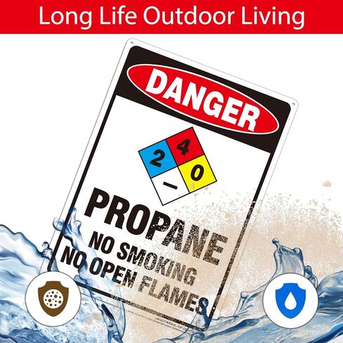 2 Pack "Danger- Propane No Smoking No Open Flames" Signs, Large 14" x 10" Aluminum NFPA Sign, Fade Resistant, Rust Free Weather Resistant, Waterproof, Easy to Mount Indoor or Outdoor in Kuwait