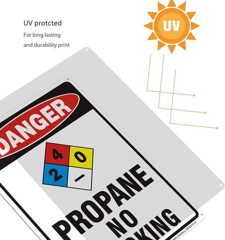 2 Pack "Danger- Propane No Smoking No Open Flames" Signs, Large 14" x 10" Aluminum NFPA Sign, Fade Resistant, Rust Free Weather Resistant, Waterproof, Easy to Mount Indoor or Outdoor in Kuwait