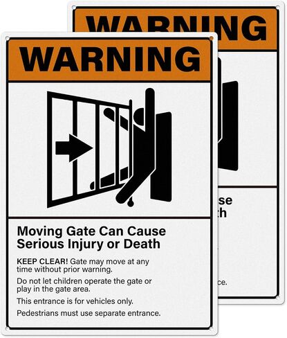 2 Pack Warning Moving Gate Can Cause Serious Injury Or Death Signs 10×14 Inches Pre-Drilled Holes Waterproof Sign Aluminum Metal Reflective Signage for Business Road Yard in Saudi Arabia