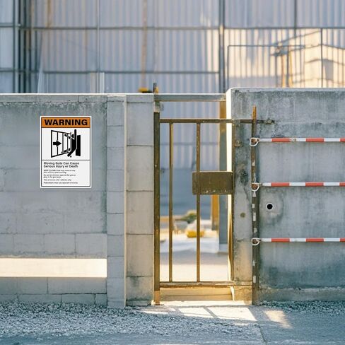 2 Pack Warning Moving Gate Can Cause Serious Injury Or Death Signs 10×14 Inches Pre-Drilled Holes Waterproof Sign Aluminum Metal Reflective Signage for Business Road Yard in Saudi Arabia