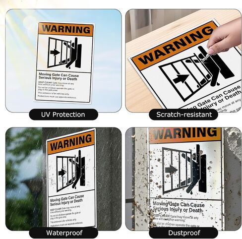 2 Pack Warning Moving Gate Can Cause Serious Injury Or Death Signs 10×14 Inches Pre-Drilled Holes Waterproof Sign Aluminum Metal Reflective Signage for Business Road Yard in Saudi Arabia