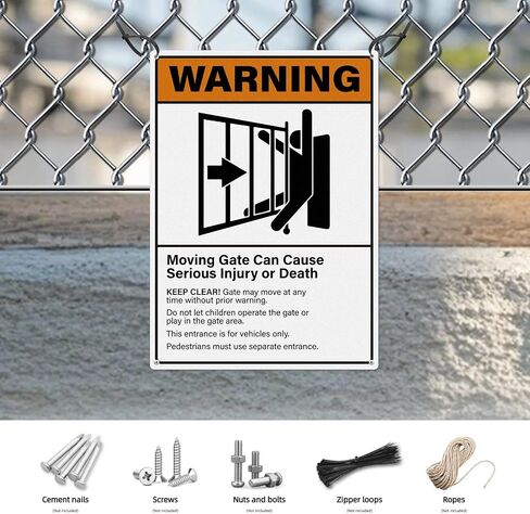 2 Pack Warning Moving Gate Can Cause Serious Injury Or Death Signs 10×14 Inches Pre-Drilled Holes Waterproof Sign Aluminum Metal Reflective Signage for Business Road Yard in Saudi Arabia