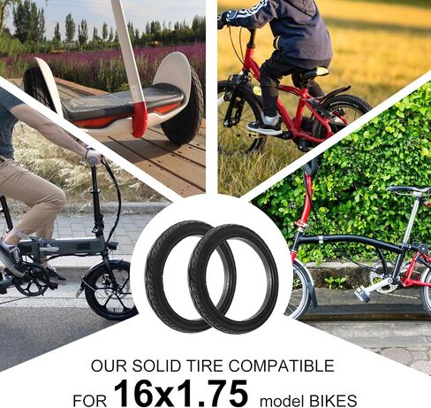 16x1.75 Bicycle Solid Tire, 16 inch Electric Bike Tubeless Solid tire [Puncture-Proof Anti-Skid Wear-Resistant] in Saudi Arabia