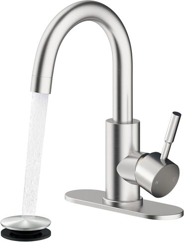 Fransiton Bathroom Faucets, Bar Sink Faucet Single Hole for Bathroom Kitchen Campers with Pop-Up Drain Hose, Suitable for Farmhouse Vanity Lavatory in Kuwait