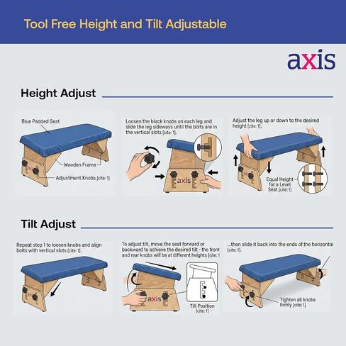 Axis Therapy Bench, Adjustable Bench for Special Needs Children, Sitting & Posture Support for Assessments, Therapy, Classroom & Home Use, Tool-Free Height & Tilt Adjustable in Kuwait