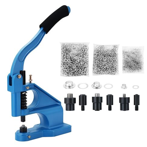 NYXOVA Heavy Duty Hand Press Grommet Machine Kit – 1500 Pcs Eyelets, 3 Dies Grommet Punch Tool (#0, #2, #4) for Banners, Canvas, Leather Craft & Industrial Use in Kuwait