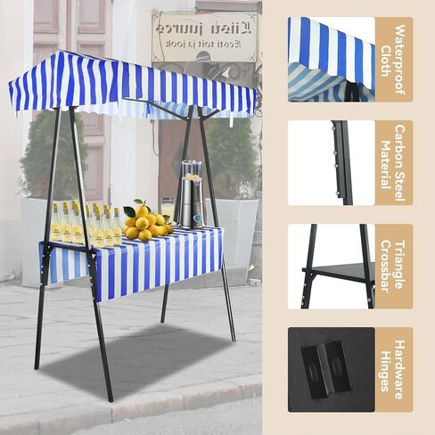 WEWLINE White Portable Display Stand for Party Decor, Birthday, Wedding, Celebrations, Commercial Events, Foldable Vendor Stall, Metal Drink & Gift Holder with Waterproof Canopy, Indoor and Outdoor in Saudi Arabia