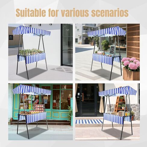 WEWLINE White Portable Display Stand for Party Decor, Birthday, Wedding, Celebrations, Commercial Events, Foldable Vendor Stall, Metal Drink & Gift Holder with Waterproof Canopy, Indoor and Outdoor in Saudi Arabia