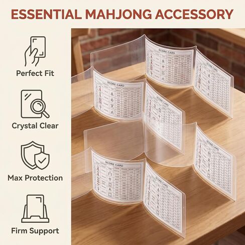 2026 Mahjong Card Holders 4 Pack Clear Plastic Sleeves Fit Large Print Size 6 1/8" x 4 3/4" Mahjong Cards in Kuwait