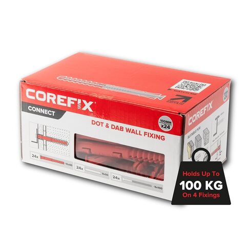 Corefix 24 x 3.93 Inch Heavy Duty Drywall Wall Anchors- Drywall Over Blockwork Wall Anchors & Screws - for TV Wall Bracket, Radiators, Shelving & More - Holds 220lbs On 4 Anchors in Kuwait