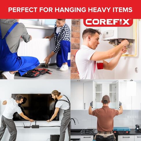 Corefix 24 x 3.93 Inch Heavy Duty Drywall Wall Anchors- Drywall Over Blockwork Wall Anchors & Screws - for TV Wall Bracket, Radiators, Shelving & More - Holds 220lbs On 4 Anchors in Kuwait