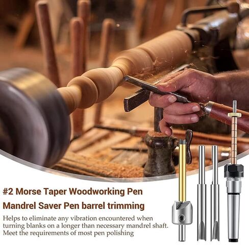 ZJchao Pen Mill Set Pen Turning Mandrel Kit with 4 Pilot Cutter Shafts Cutting Head Sleeve Adapter Hex Wrench for Blank Tube Cleaning Trimming Milling in Kuwait