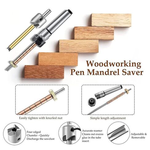 ZJchao Pen Mill Set Pen Turning Mandrel Kit with 4 Pilot Cutter Shafts Cutting Head Sleeve Adapter Hex Wrench for Blank Tube Cleaning Trimming Milling in Kuwait