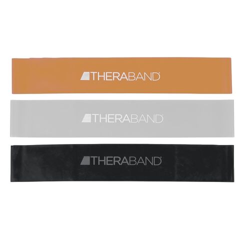 حلقات فرقة المقاومة الاحترافية Theraband مقاومة متينة لتمارين القوة والمرونة ، بيلاتيس ، اليوغا ، التمدد ، والعلاج الطبيعي ، حلقات مستمرة 18 "(سوداء ، فضية ، ذهبية) in Kuwait