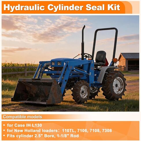 87311845 Hydraulic Lift Arm Lift Cylinder Seal Kit for Case IH L130 for for New Holland Loader 110TL 7106 7108 7308 Fits 1-3/4'' Bore - 1'' Rod in Kuwait