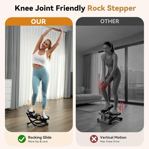 Rock Steppers for Exercise at Home, Portable Mini Stair Stepper with Resistance Bands, Gentle on Knees for Full Body Home Workout & Low-Impact Balance Board, Aerobic Workout Machine Fitness Equipment in Kuwait