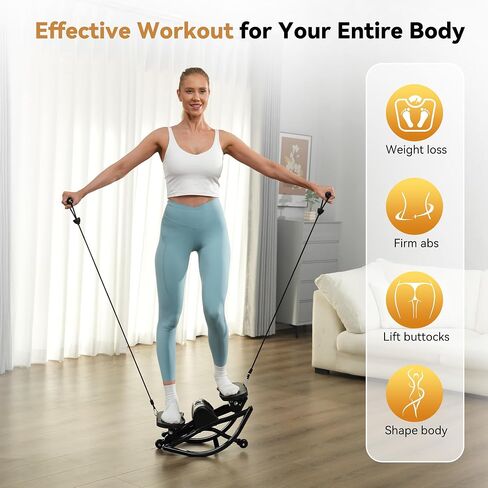 Rock Steppers for Exercise at Home, Portable Mini Stair Stepper with Resistance Bands, Gentle on Knees for Full Body Home Workout & Low-Impact Balance Board, Aerobic Workout Machine Fitness Equipment in Kuwait