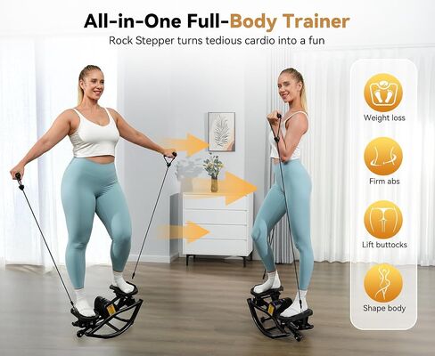 Rock Steppers for Exercise at Home, Portable Mini Stair Stepper with Resistance Bands, Gentle on Knees for Full Body Home Workout & Low-Impact Balance Board, Aerobic Workout Machine Fitness Equipment in Kuwait