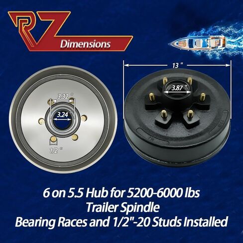 مجموعة فرامل المقطورة الكهربائية ذاتية الضبط مقاس 12 بوصة × 2 بوصة من RV Murts لـ 5200 رطل، 6000 رطل، 7000 رطل مقطورة #42 محور مع صواميل وغسالات، زوج واحد من طقم فرامل مغزل RV مع 5 فتحات لاستبدال الأجزاء in Kuwait