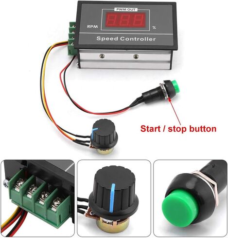 Riorand 7-70v PWM DC Motor Controller 30A Pulse Width Modulator DC 6-60V 12V 24V 36V 48V 30A PWM DC Motor Speed Controller Start Stop Switch in Kuwait